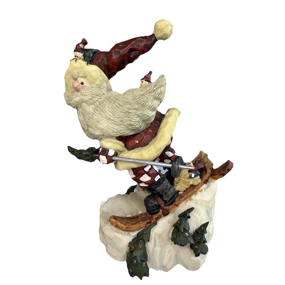 1998 Boyds Collection Santa Claus "In the Nick of Time" Figurine Skiing Carvers